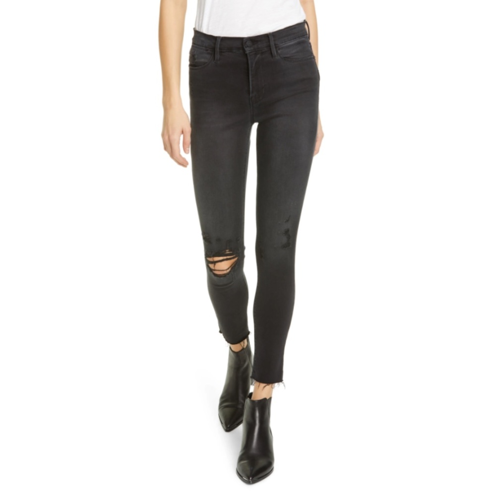 Frame Denim Le High Skinny Crop Raw Edge Size 25, Brisbane Rips